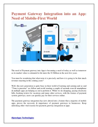 payment gateway integration into an app need