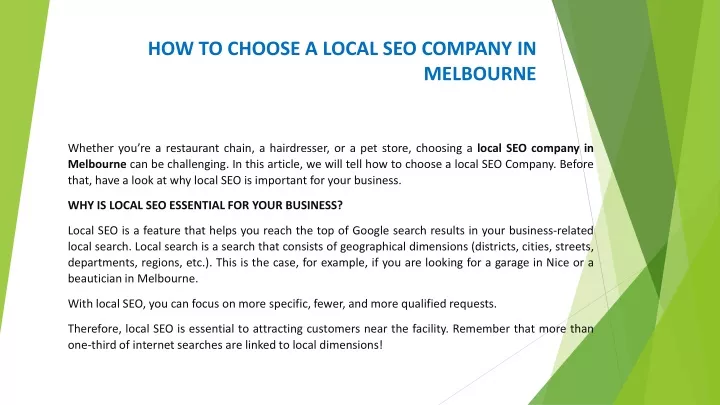 how to choose a local seo company in melbourne