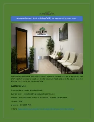 behavioral health services bakersfield