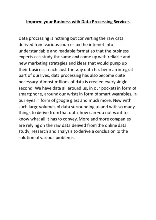 improve your business with data processing