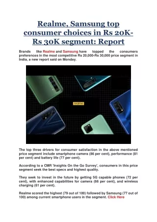 realme samsung top consumer choices