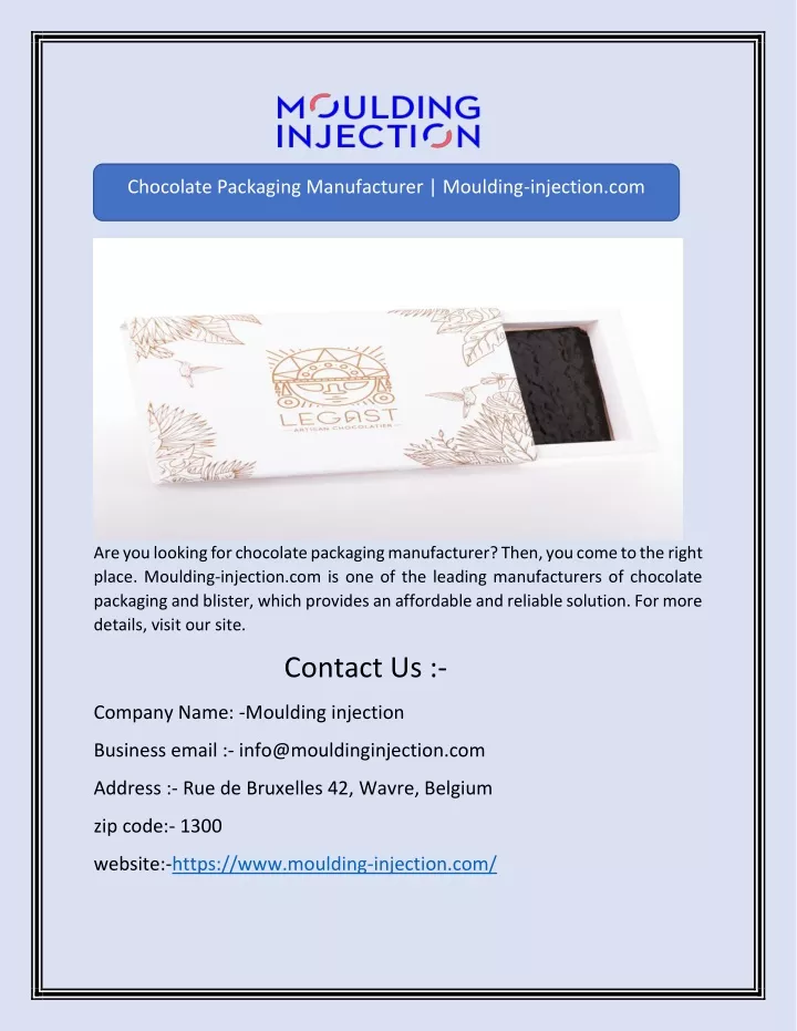 chocolate packaging manufacturer moulding
