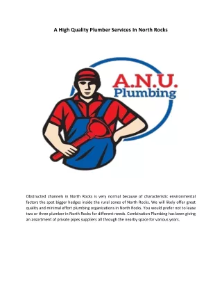 a high quality plumber services in north rocks