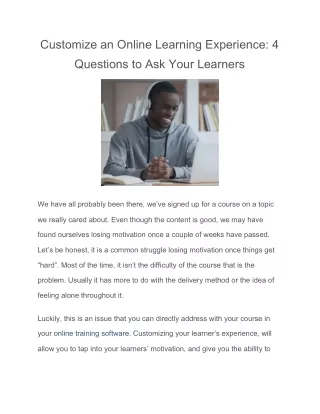 Customize an Online Learning Experience: 4 Questions to Ask Your Learners