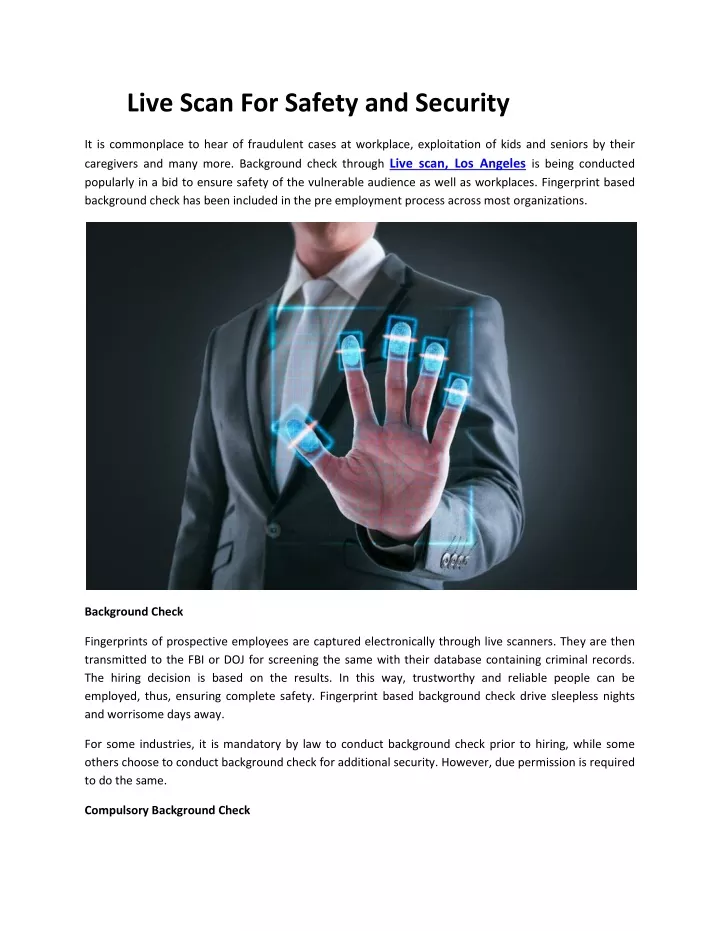 live scan for safety and security