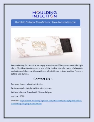 chocolate packaging manufacturer moulding