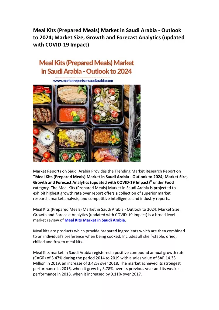 meal kits prepared meals market in saudi arabia