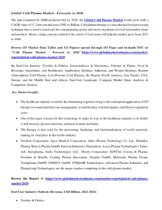 global cold plasma market forecasts to 2026