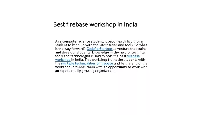 best firebase workshop in india
