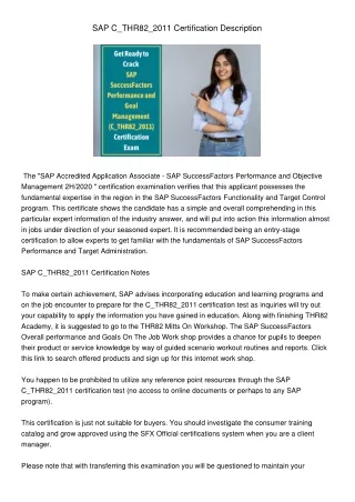sap c thr82 2011 certification description