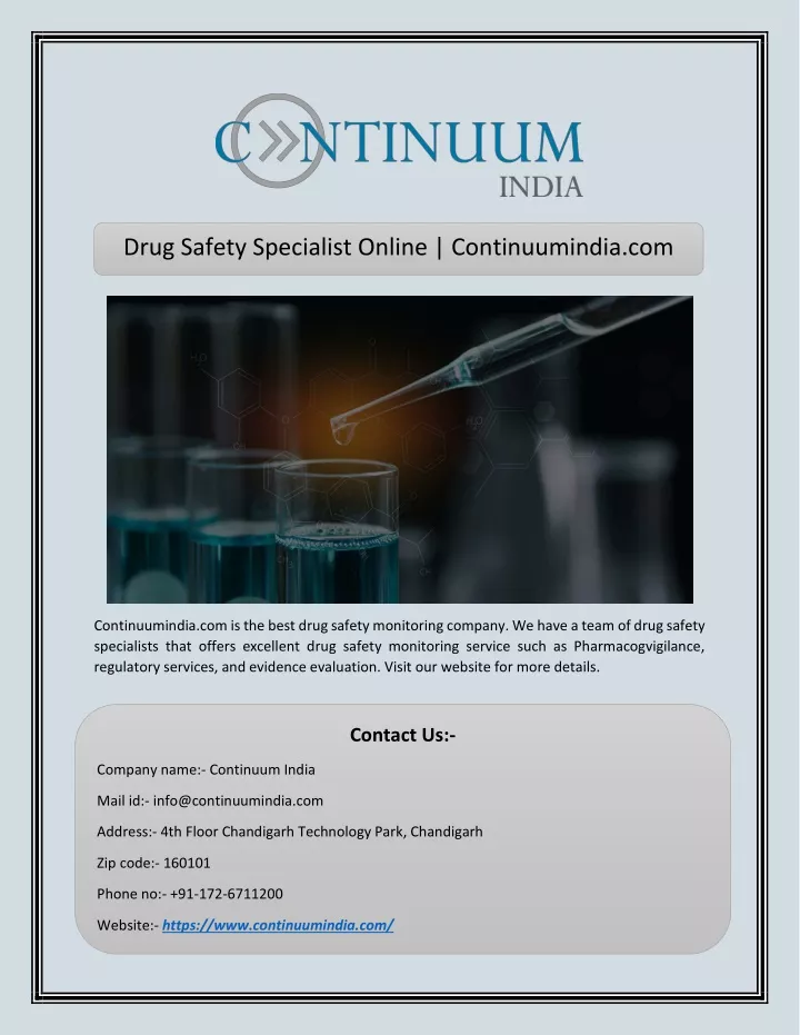 drug safety specialist online continuumindia com