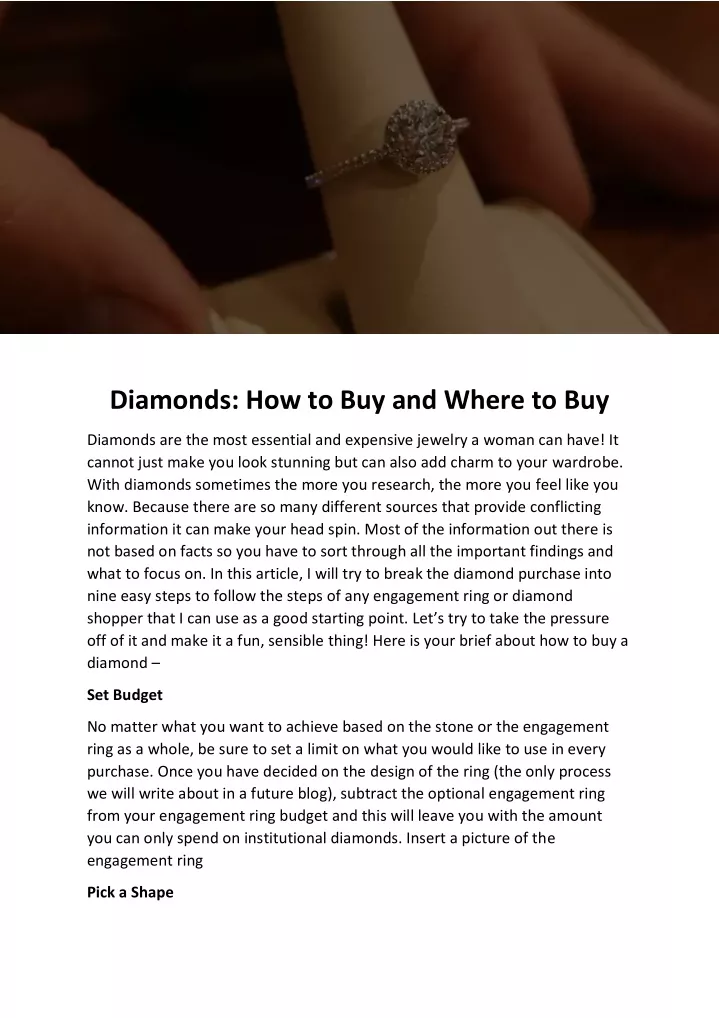 diamonds how to buy and where to buy