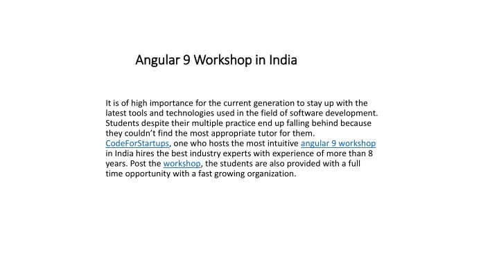 angular 9 workshop in india