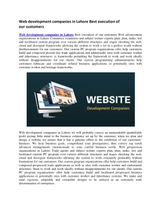 web development companies in lahore best