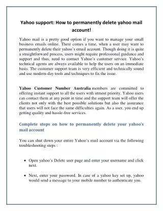 yahoo support how to permanently delete yahoo