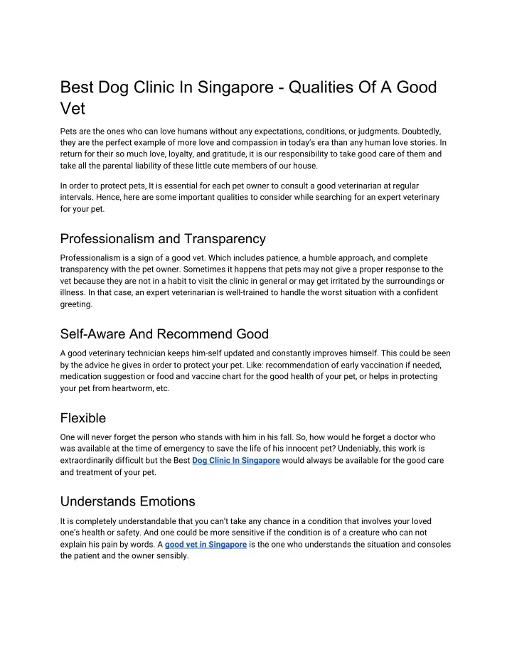 best dog clinic in singapore qualities of a good