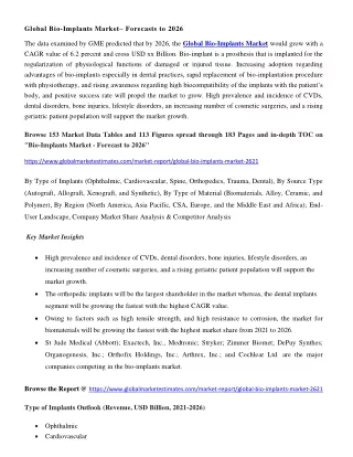 global bio implants market forecasts to 2026