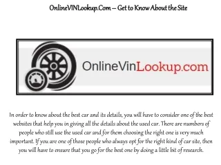 OnlineVINlookup.Com – Get to Know About the Site