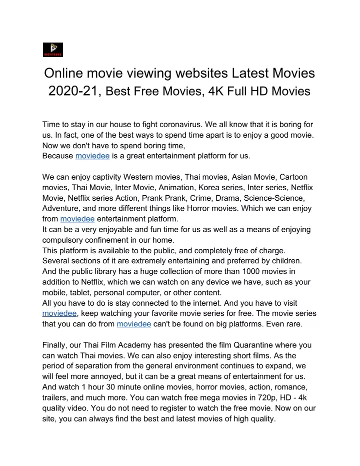 online movie viewing websites latest movies 2020