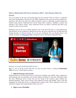 want a netherlands vps server hosting in 2021