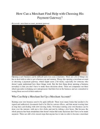how can a merchant find help with choosing