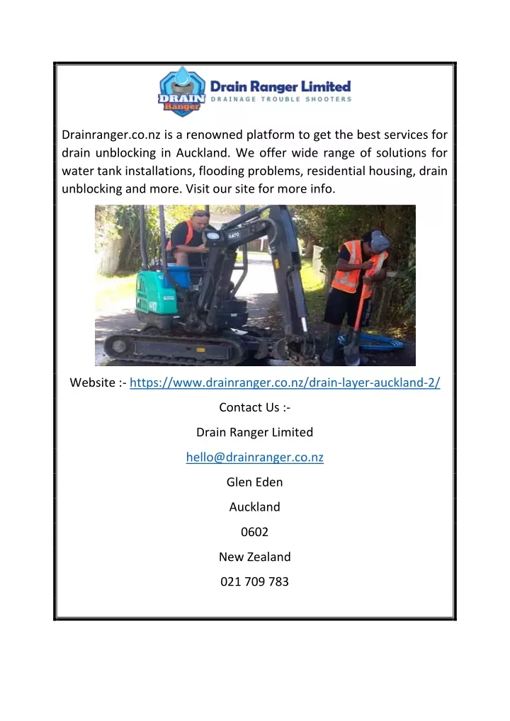 drainranger co nz is a renowned platform