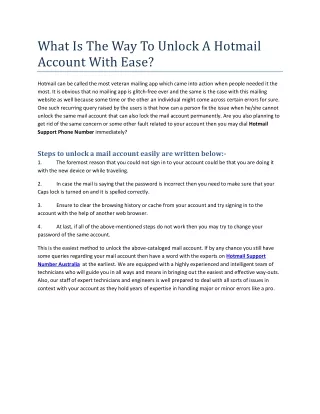 What Is The Way To Unlock A Hotmail Account With Ease?