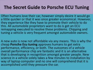 the secret guide to porsche ecu tuning