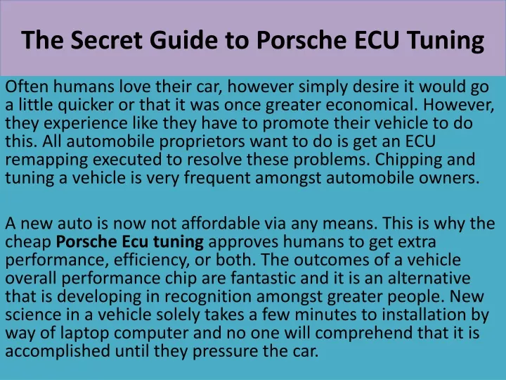 the secret guide to porsche ecu tuning