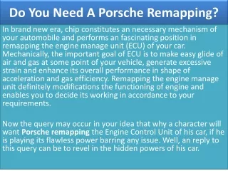 do you need a porsche remapping