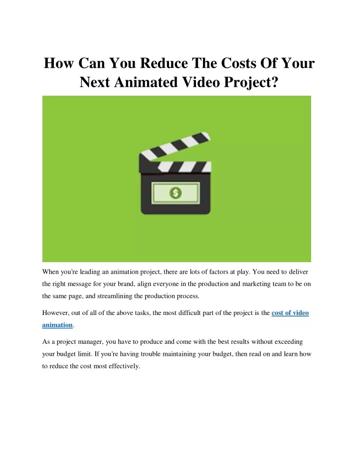 how can you reduce the costs of your next