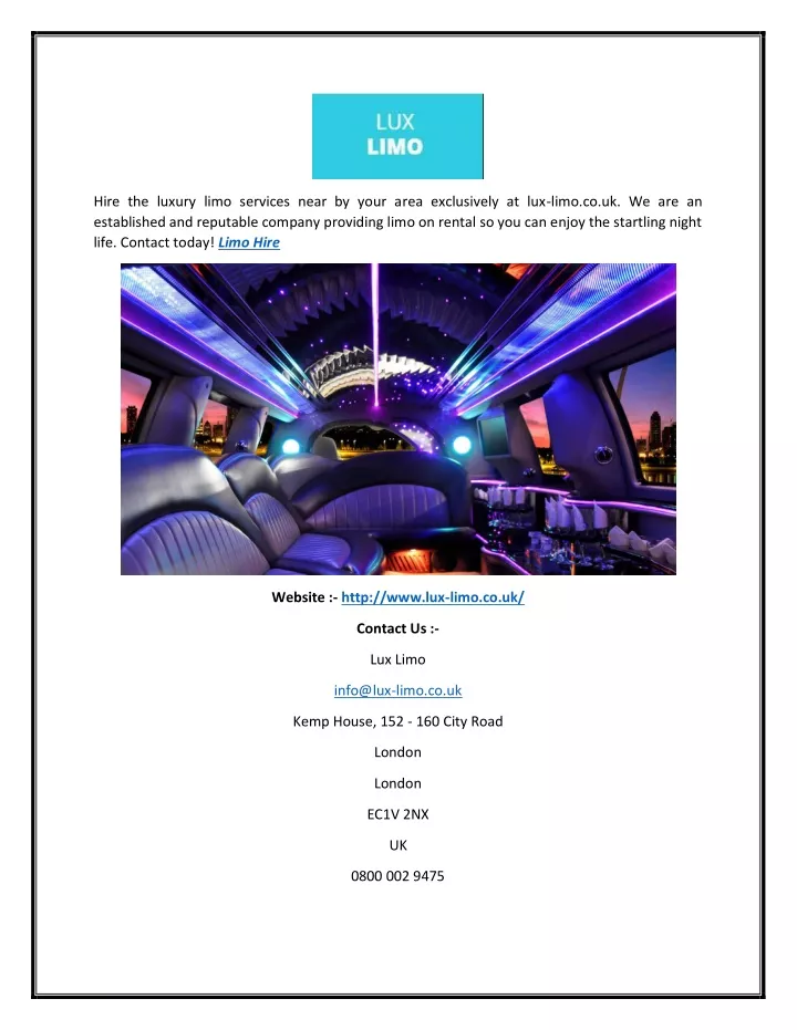 hire the luxury limo services near by your area