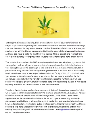 the greatest cbd dietary supplements