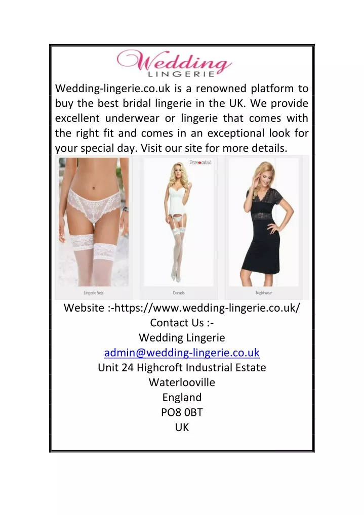 wedding lingerie co uk is a renowned platform