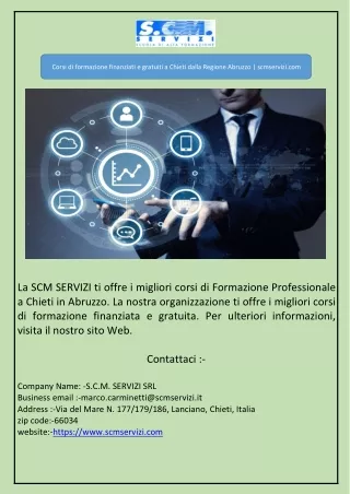 Corsi di formazione finanziati e gratuiti a Chieti dalla Regione Abruzzo | scmservizi.com