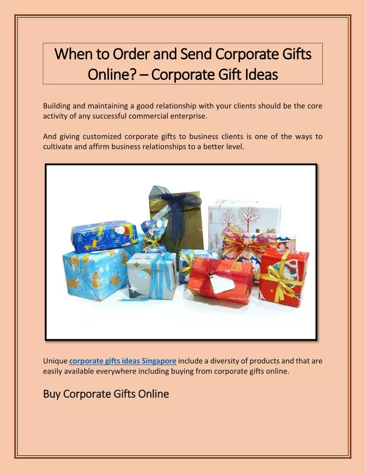 when to order and send corporate gifts when