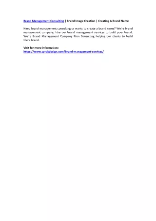 brand management consulting brand image creation