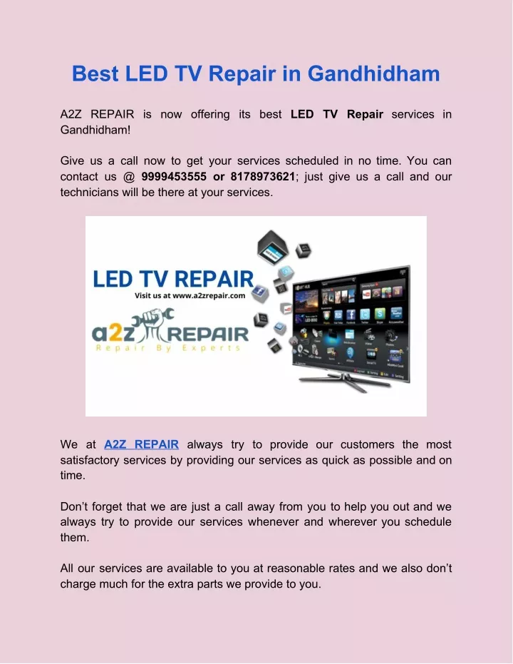 best led tv repair in gandhidham