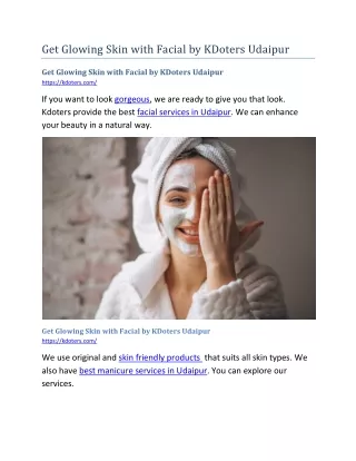 get glowing skin with facial by kdoters udaipur