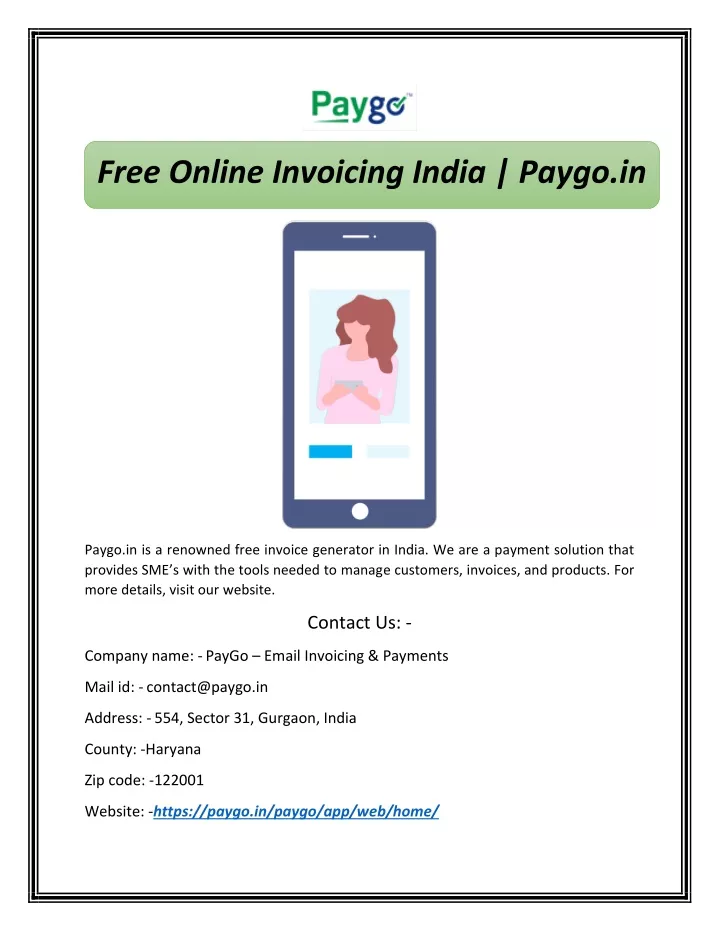 free online invoicing india paygo in