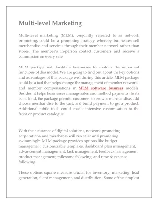 Multi-level Marketing - MLM Software