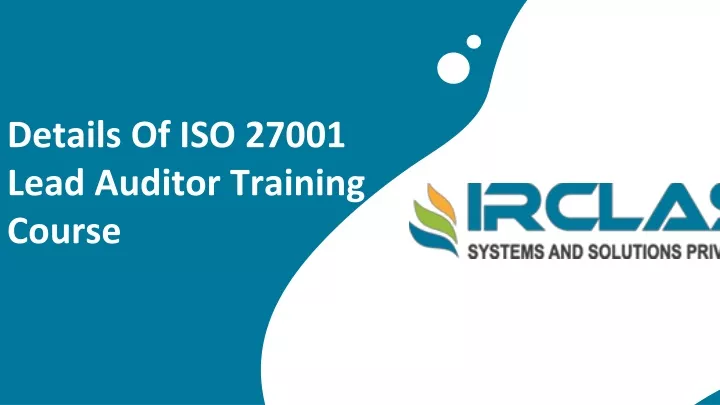 details of iso 27001 lead auditor training course