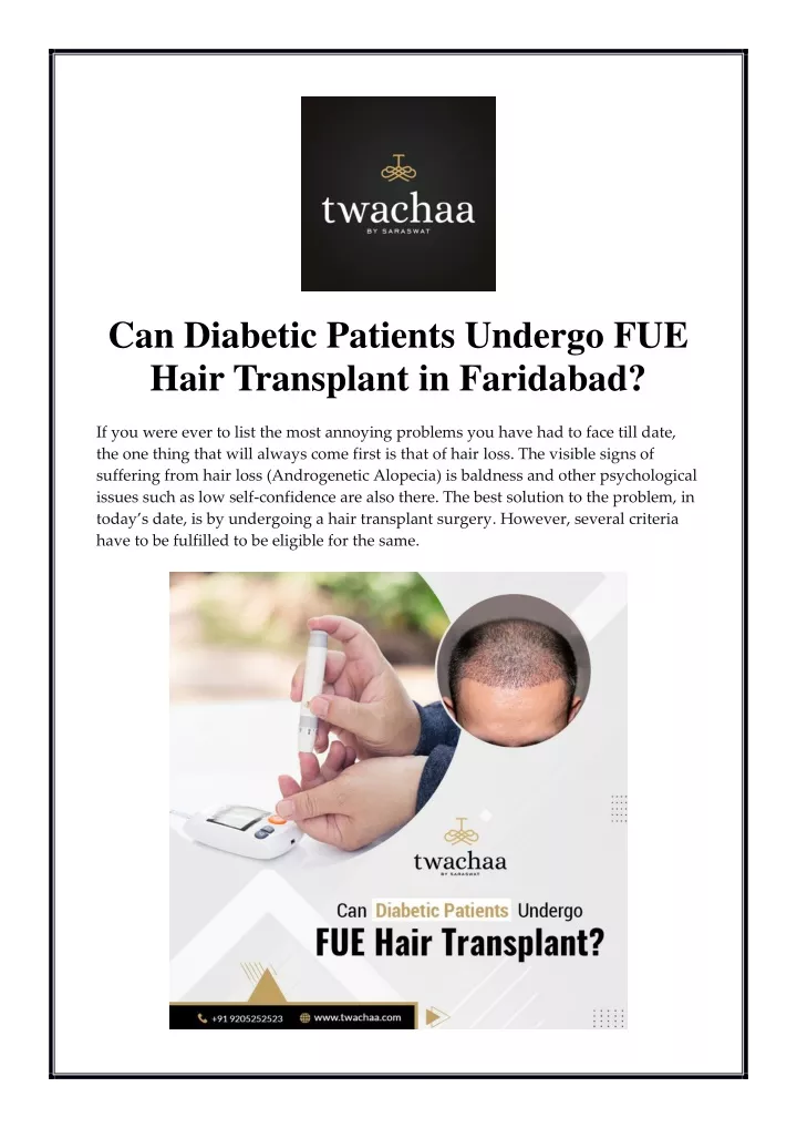 can diabetic patients undergo fue hair transplant