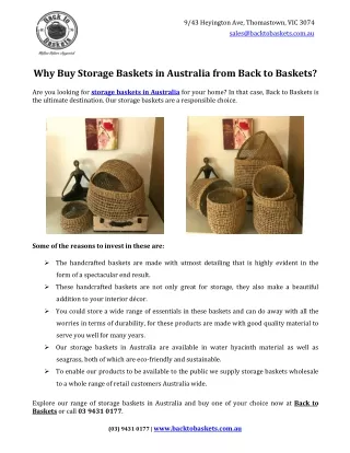 Why Buy Storage Baskets in Australia from Back to Baskets?