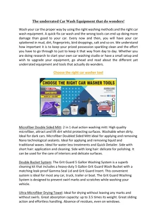 the underrated car wash equipment that do wonders