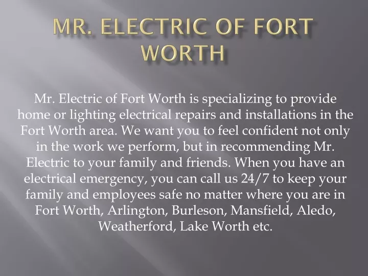 mr electric of fort worth
