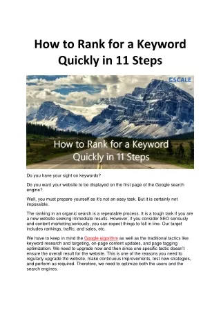 How to Rank for a Keyword Quickly in 11 Steps