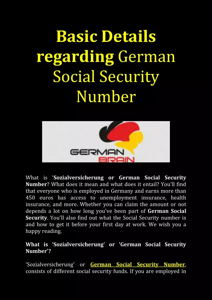 basic details regarding german social security