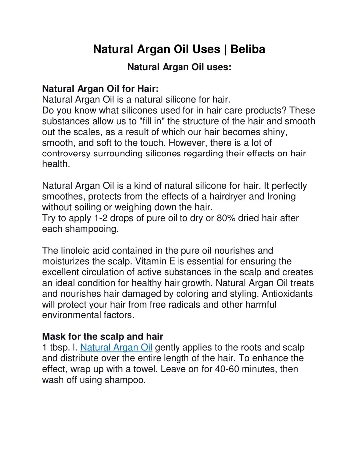 natural argan oil uses beliba