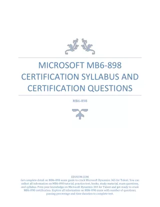 microsoft mb6 898 certification syllabus